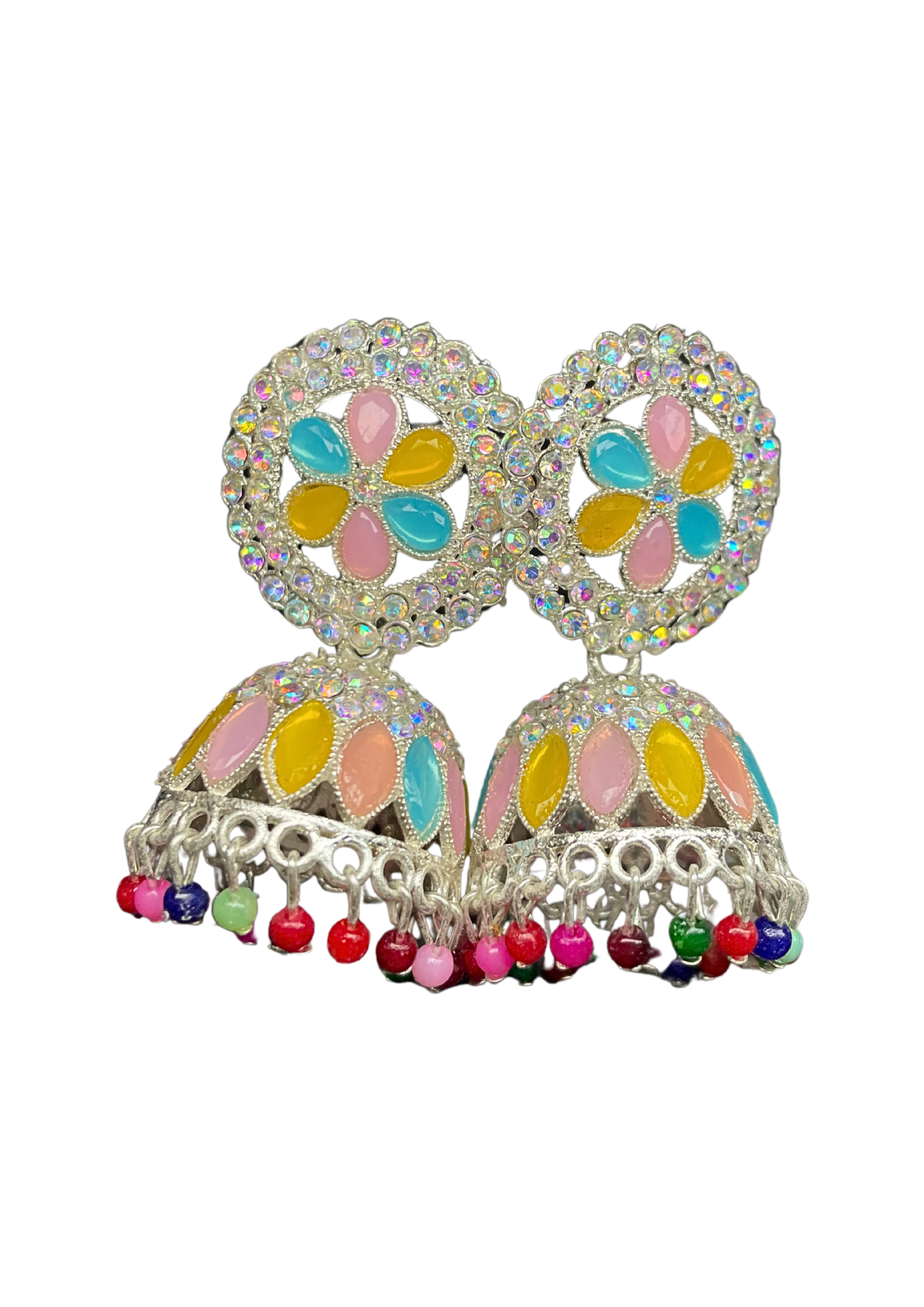 Vibrant Floral Multicolor Jhumka Earings